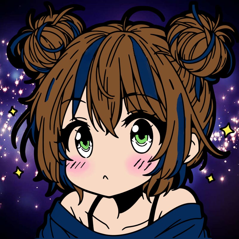 a manga girl with messy small buns