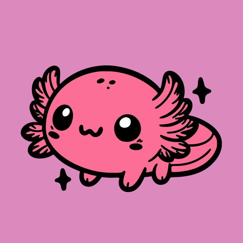 cute easy baby axolotl