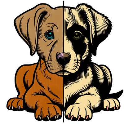 realistic dog split picture
