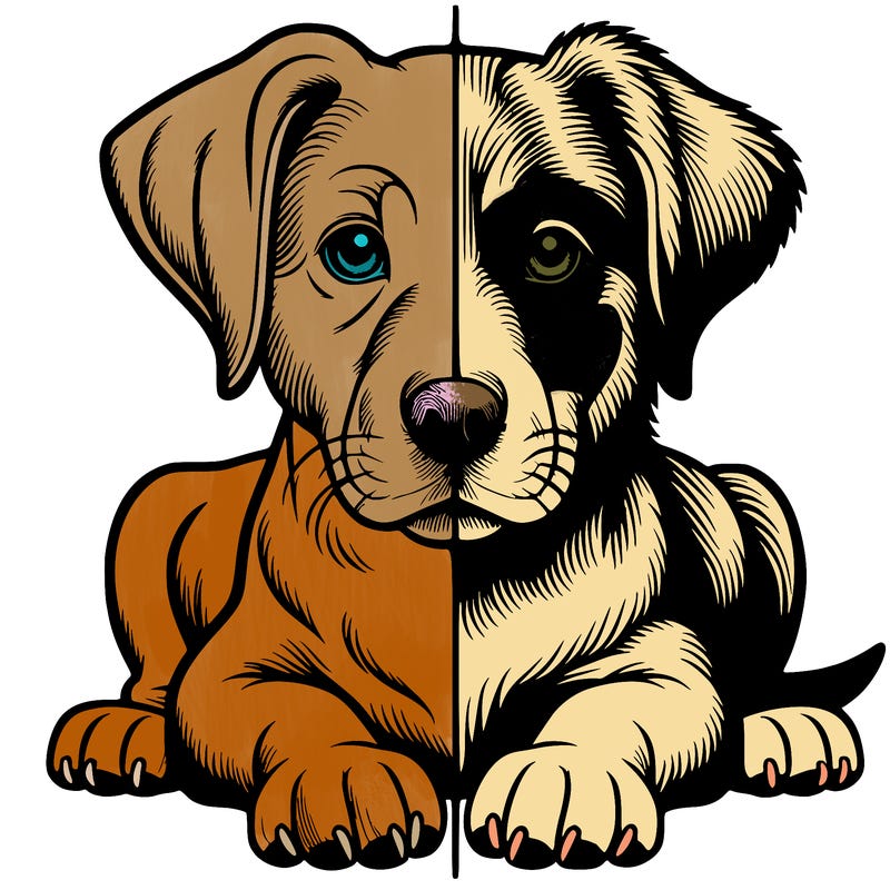 realistic dog split picture