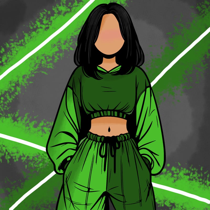 realistic girl faceless with baggy pants and a crop top