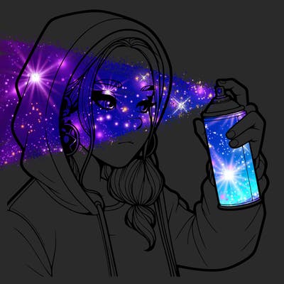 a realistic girl, spray painting