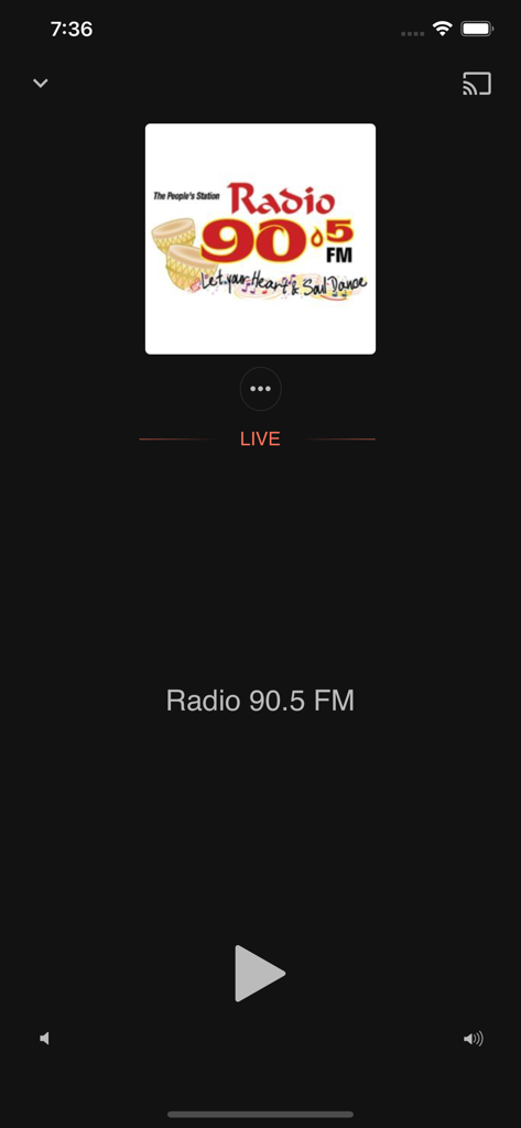 Interfaz de transmisión de música en vivo de Radio 90.5 FM