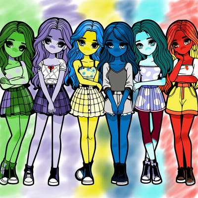 a group of girls realistic