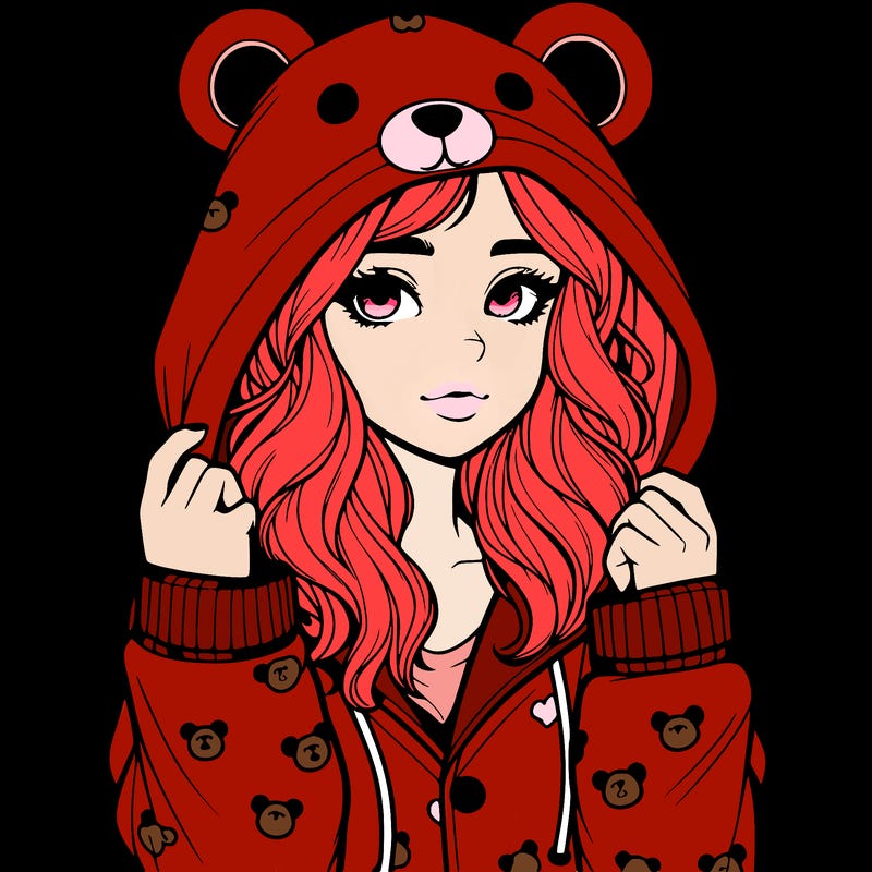 realistic girl in a animal pjs hoodie