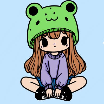 a girl wearing a frog hat and some frog socks