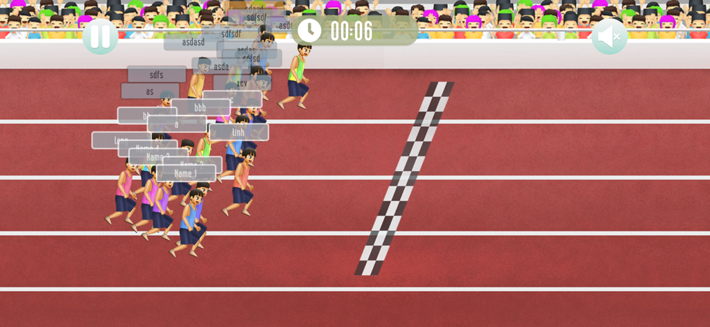 Duck Race: Name Picker - Runners with custom name tags racing on a track to choose a random winner.