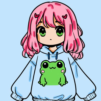 girl wearing frogging sweatshirt