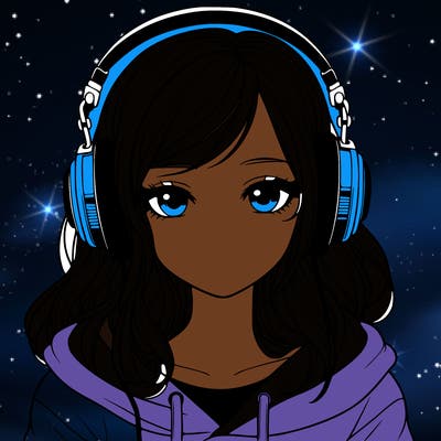a realistic girl wearing headphones
