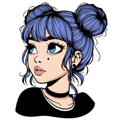 realistic girl with spacebuns