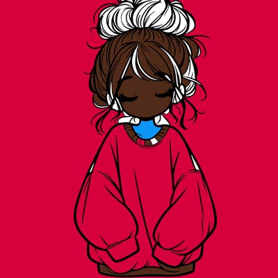 girl with baggy sweatshirt and messy bun