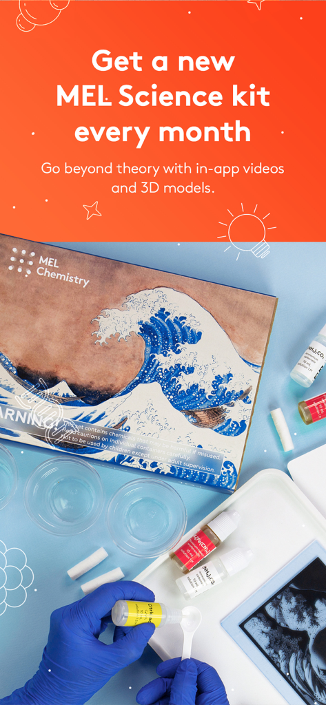 Una persona realizando un experimento práctico de química utilizando un kit MEL Science y la aplicación móvil complementaria