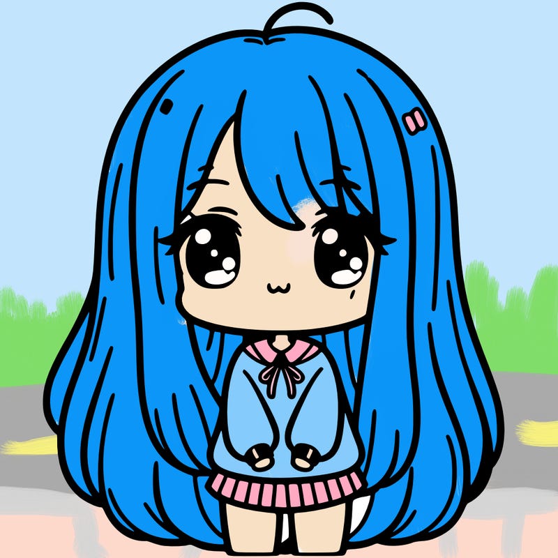 manga girl with long hair kawaii
