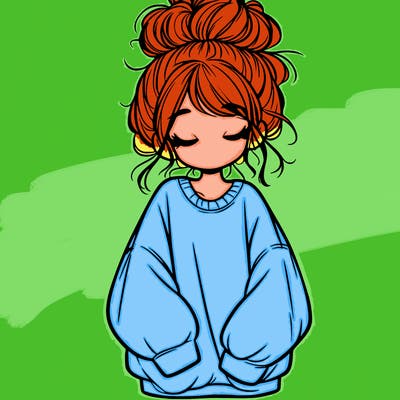 girl with baggy sweatshirt and messy bun