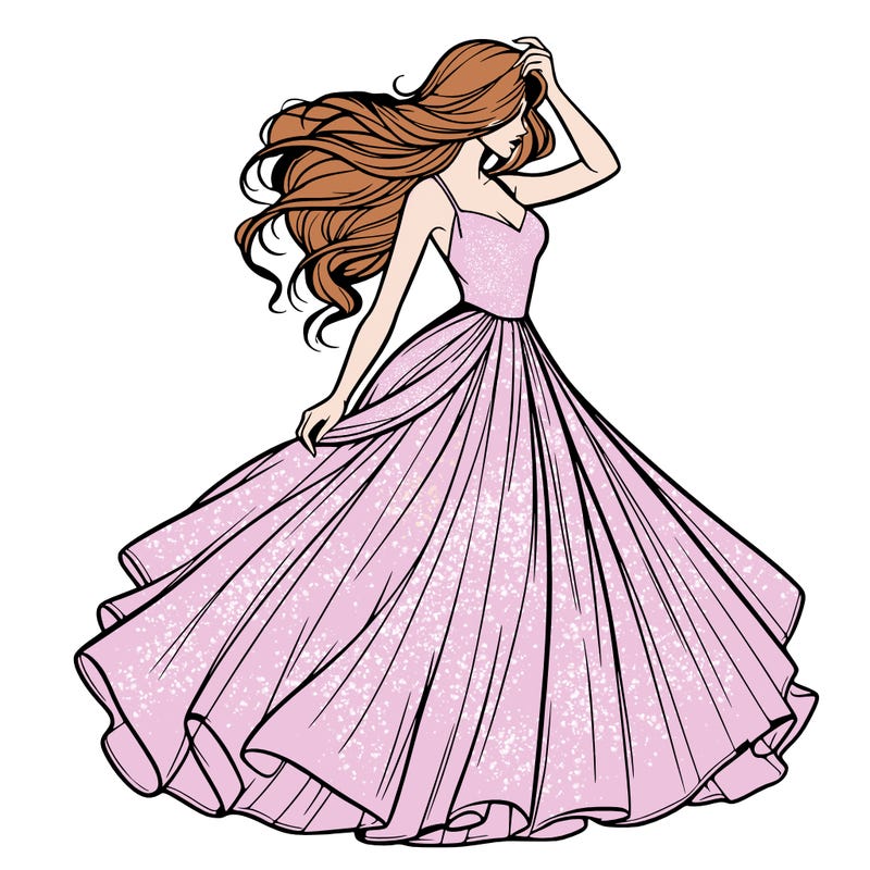 realistic woman with dress flowing in the wind