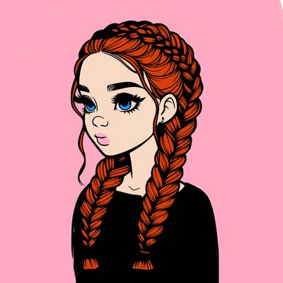 realistic girl with braids