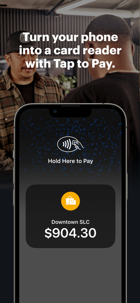 Podium - Small Business Tools - Podium app screen showing the Tap to Pay feature on a smartphone for small business owners