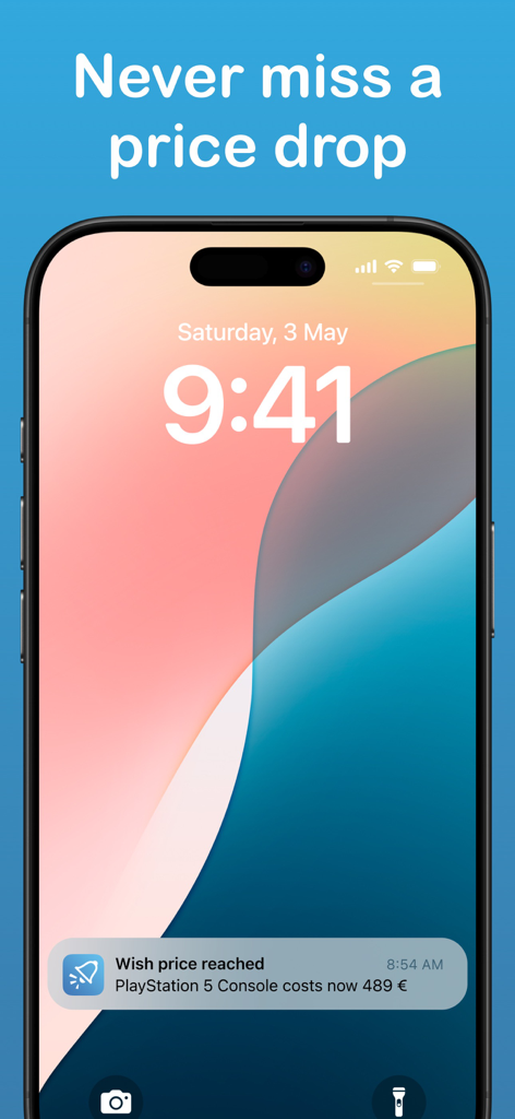 PriceNotify: Price Tracker - A mobile notification alert for a price drop on a PlayStation 5 console