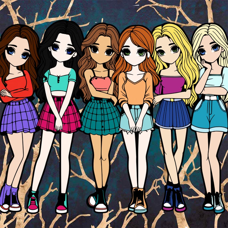 a group of girls realistic