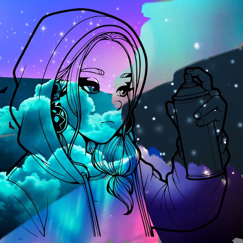 a realistic girl, spray painting