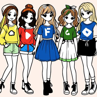 a group of five girls