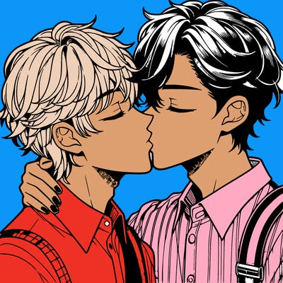 manga boys kissing each other