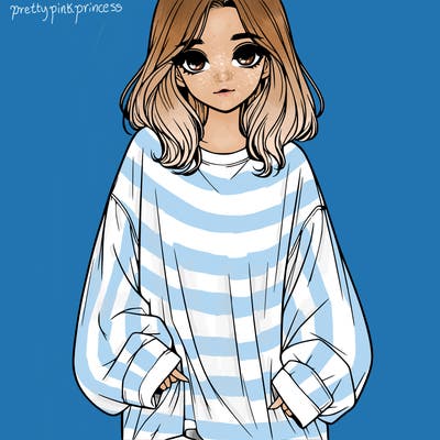realistic girl in oversized shirt