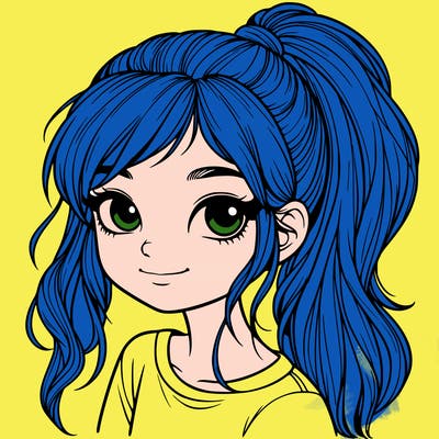 realistic girl with ponytail