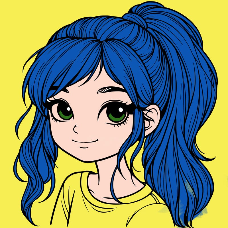 realistic girl with ponytail