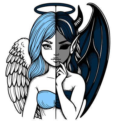 realistic angel half demon