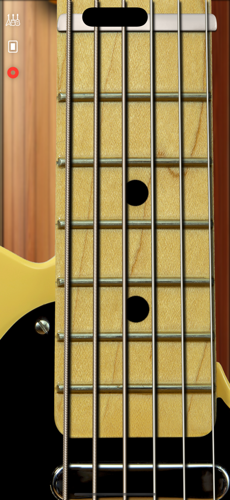Guitar Elite-Chord Play Center - Vista de primer plano del diapasón de guitarra eléctrica virtual realista en la aplicación Guitar Elite