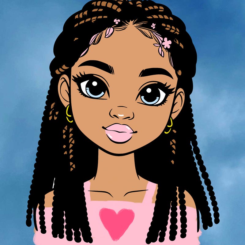 a realistic black girl with braids