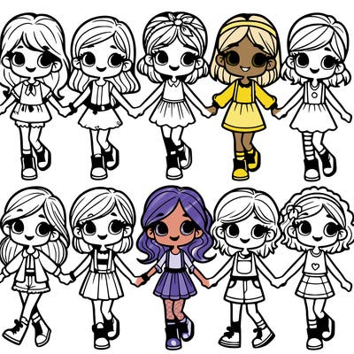 10 girls in a line