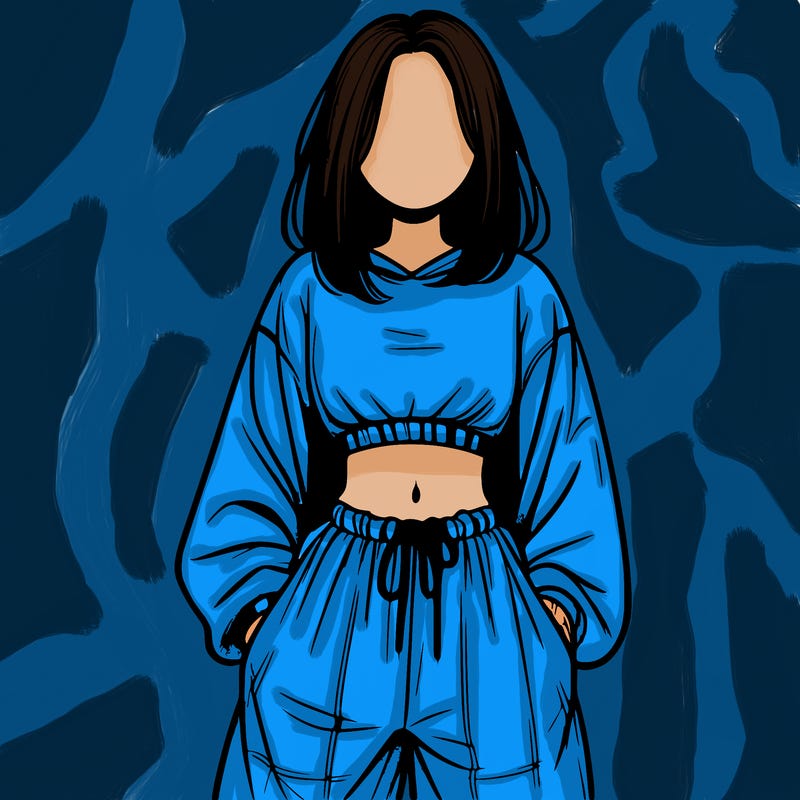 realistic girl faceless with baggy pants and a crop top