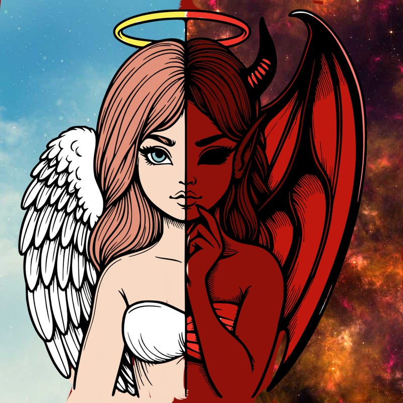 realistic angel half demon