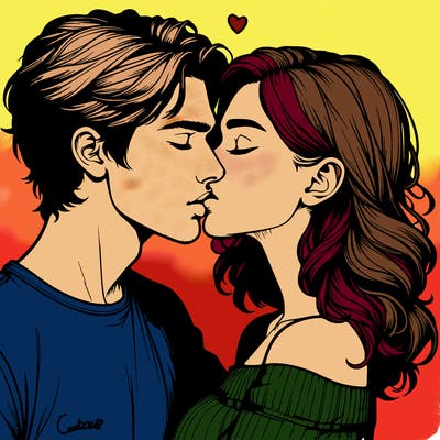 realistic couple kissing