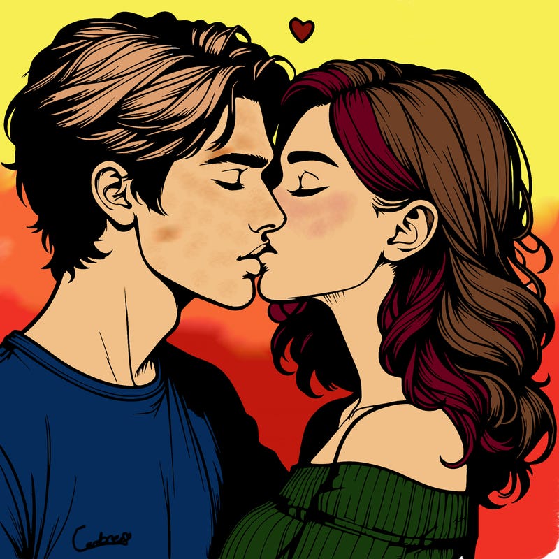 realistic couple kissing