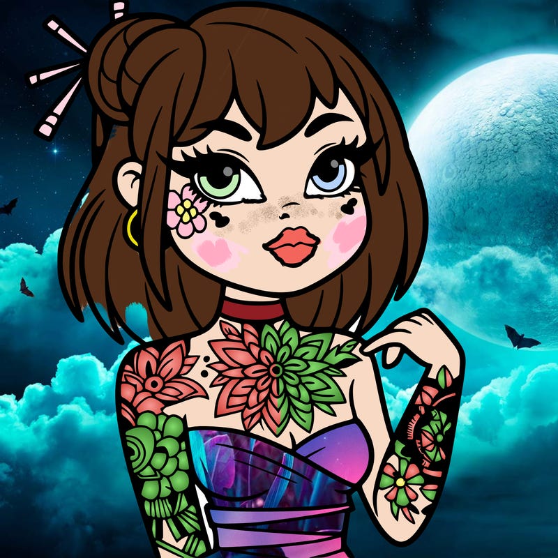 woman with japanese tattoos