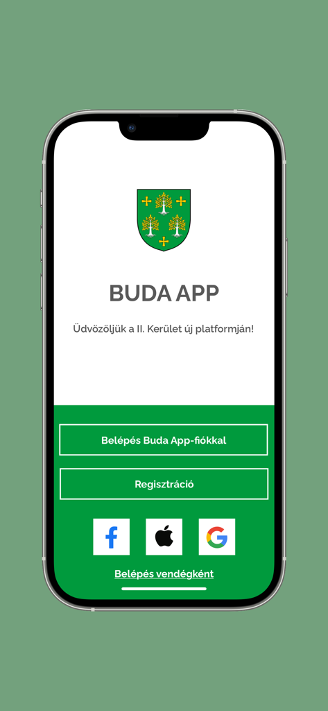 Buda App - Página de inicio de sesión de la aplicación Buda para el segundo distrito de Budapest