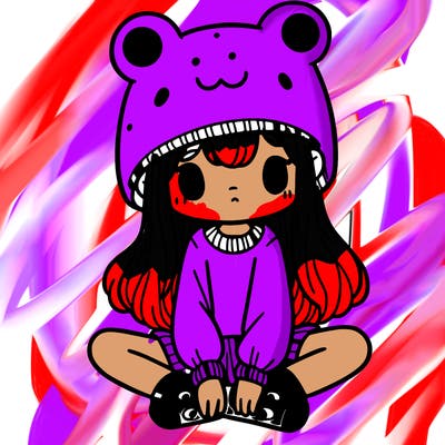 a girl wearing a frog hat and some frog socks