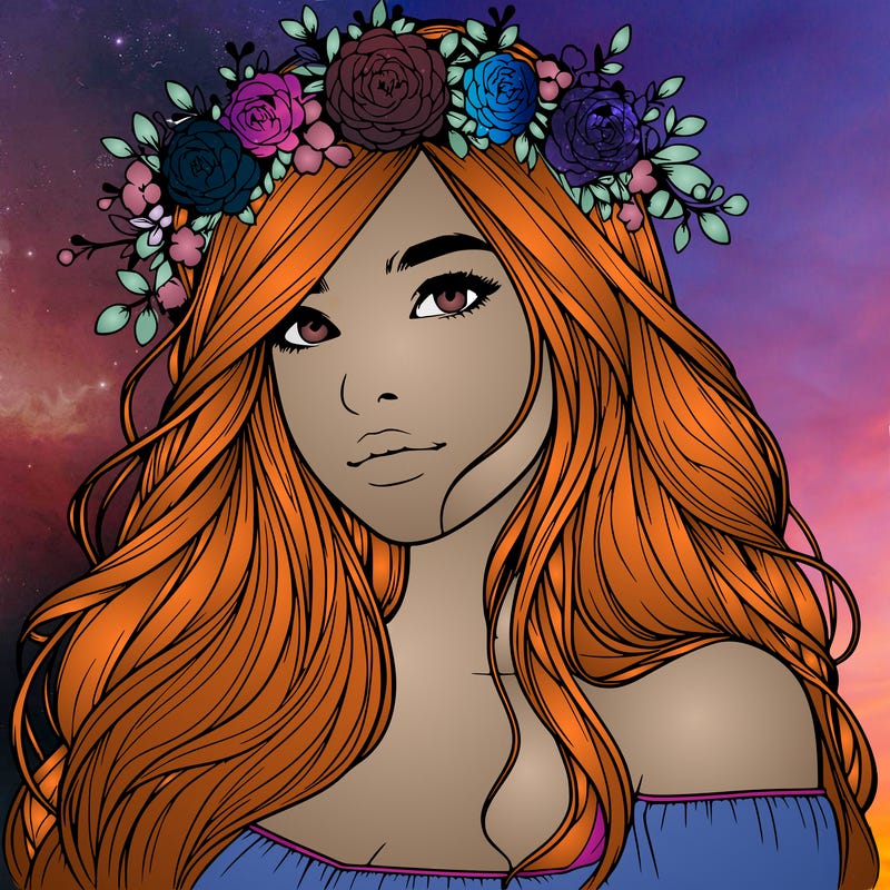 realistic girl with flower crown