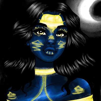 realistic girl with wavy hair and lips