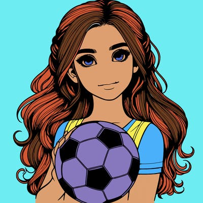 realistic girl with soccer ball