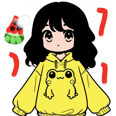girl wearing frogging sweatshirt