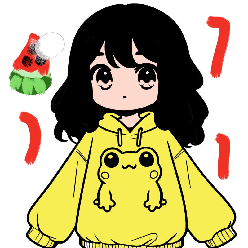 girl wearing frogging sweatshirt