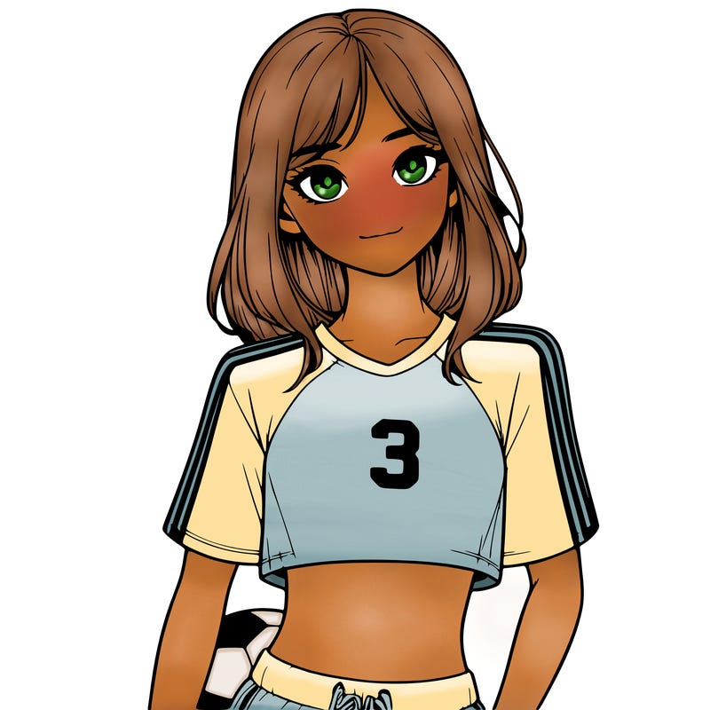 realistic girl wearing soccer jersey