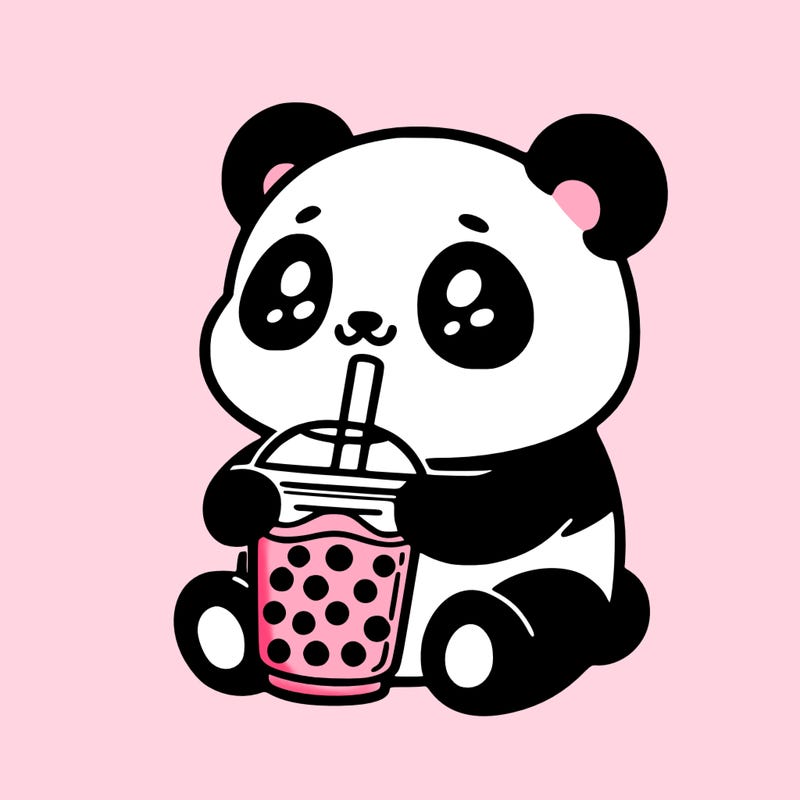 panda drinking boba