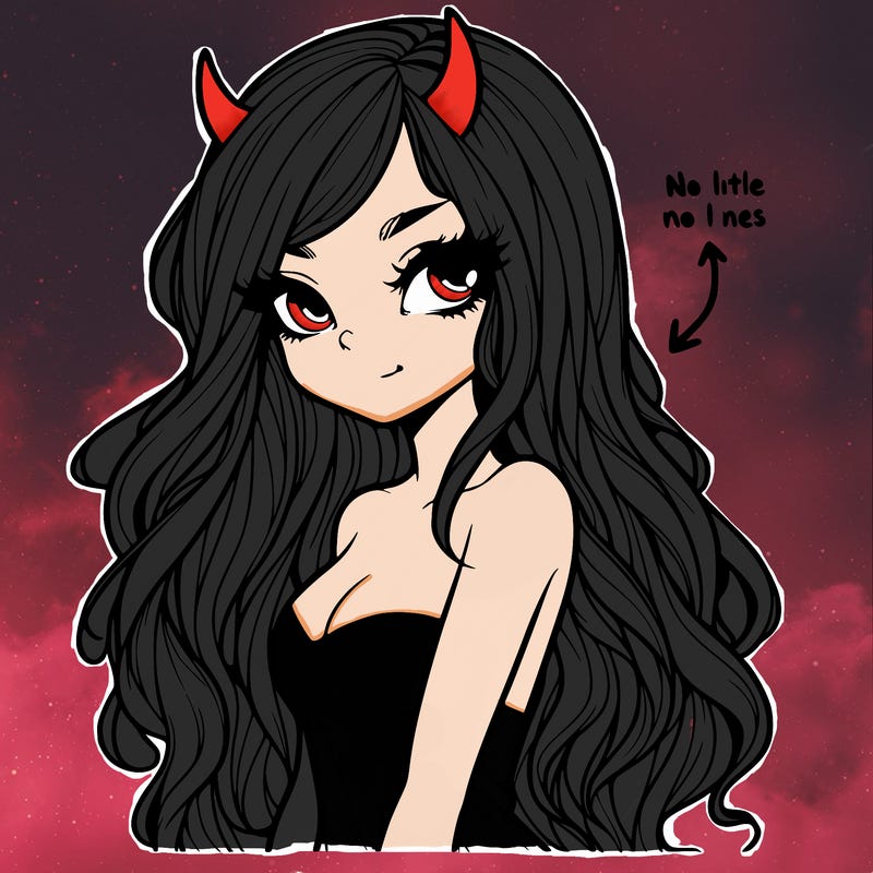 a realistic girl devil with long hair