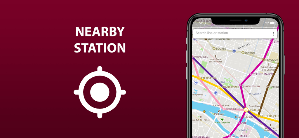 Mobile app interface showing nearby public transport stations and metro lines on a city map of Porto.