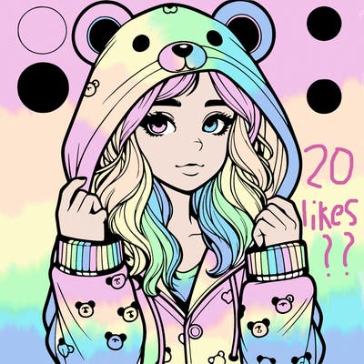 realistic girl in a animal pjs hoodie